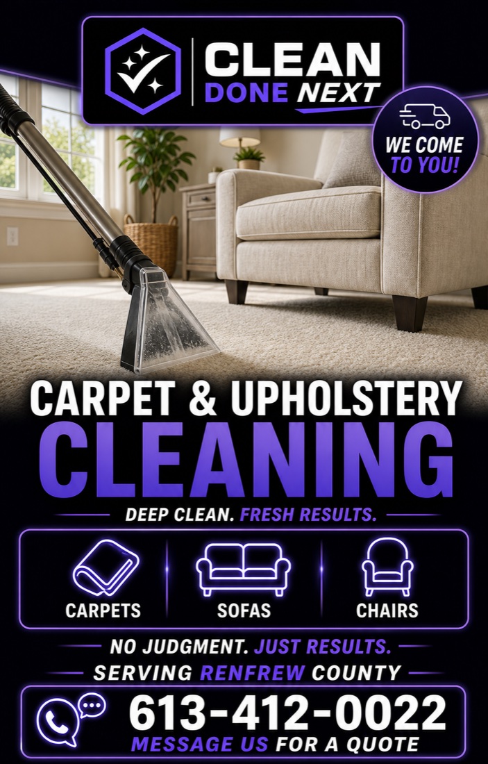Clean Done Next carpet and upholstery cleaning advertisement
