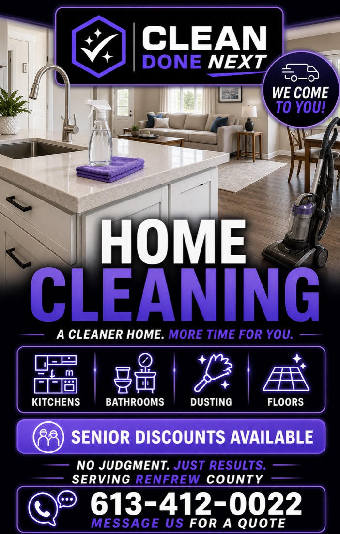 Clean Done Next house cleaning service in Renfrew County